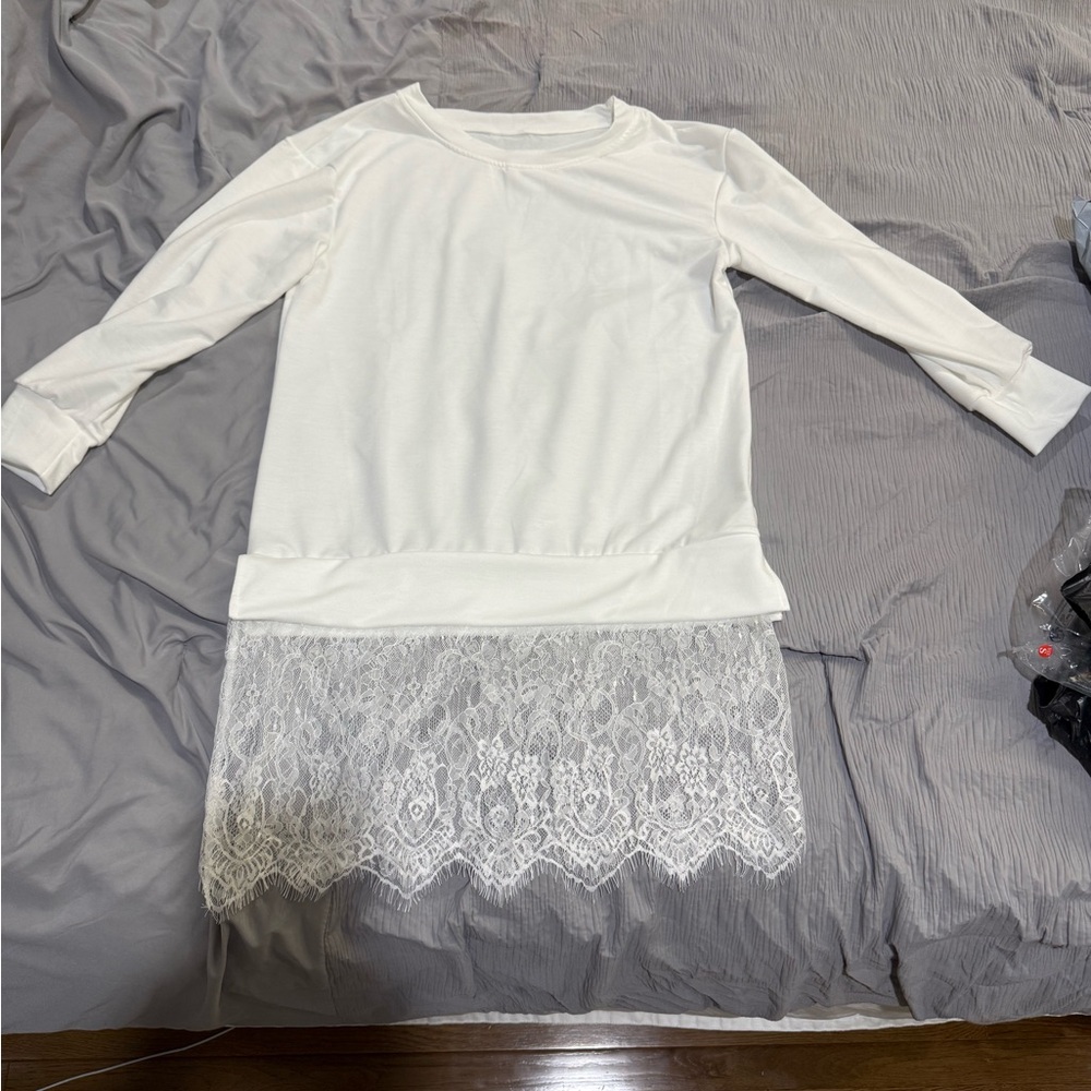 White Lace Hem Top